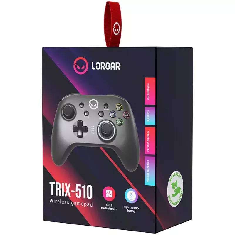 Lorgar TRIX-510 Gamecontroller, schwarz, BT5.0, integrierter 600-mAh-Akku, Type-C