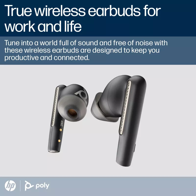 HP Poly Poly Voyager Free 60 UC Carbon Schwarz Earbuds +BT700 USB-A Adapter +Basic Charge Case