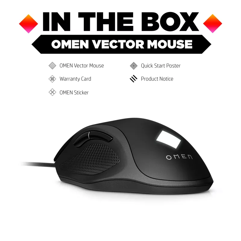 HP OMEN Vector Maus, Rechtshänder, IR-LED, USB Typ-A, 16000 DPI, 1 ms, Schwarz