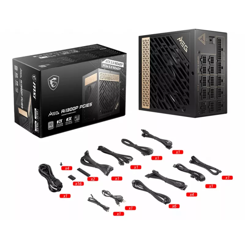 MSI MEG AI1300P PCIE5 Netzteil 1300 W 24-Pin ATX ATX Schwarz