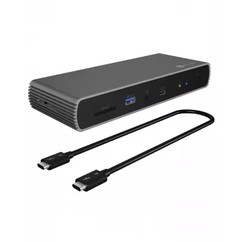 ICY BOX IB-DK8801-TB4 Kabelgebunden Thunderbolt 4 Anthrazit, Schwarz