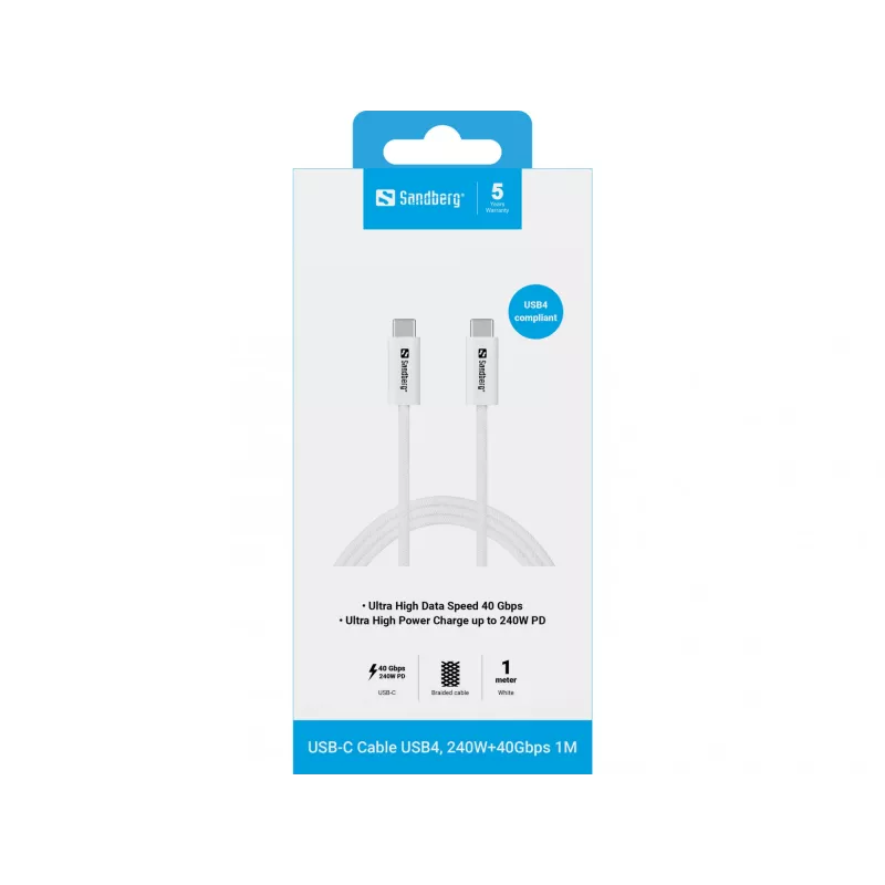 Kabel Sandberg USB-C>C USB4 240W 40Gbps 1M