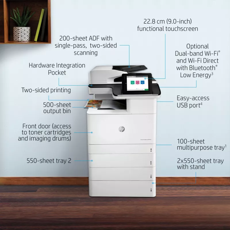 HP Color LaserJet Enterprise MFP M776dn, Laser, Farbdruck, 1200 x 1200 DPI, A3, Direktdruck, Schwarz, Weiß