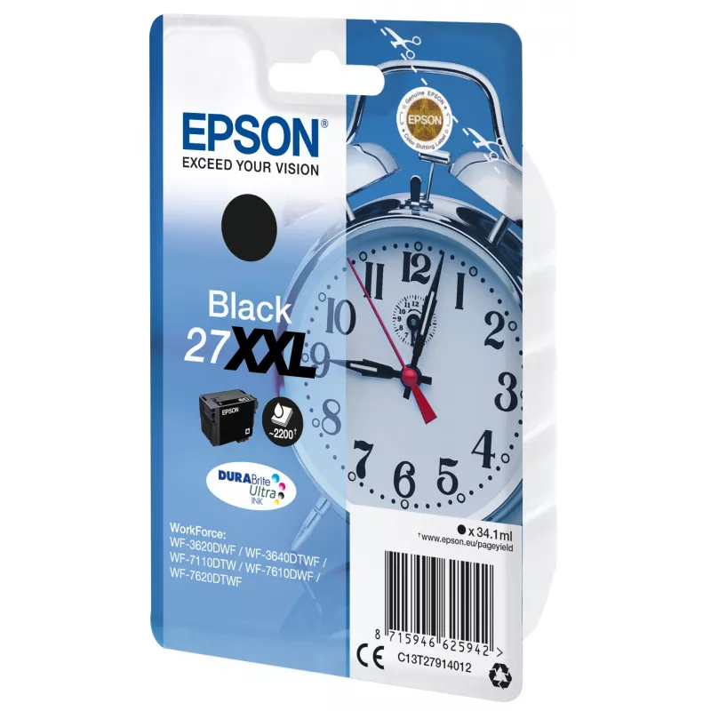 Epson Tintenpatrone Einzelpack Schwarz 27XXL DURABrite Ultra Tinte
