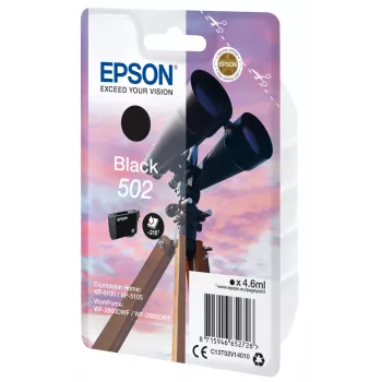Epson Singlepack Schwarz 502 Tinte, Standard-Reichweite, Schwarz, Pigmenttinte, 4,6 ml, 1 Stück, 210 Seiten