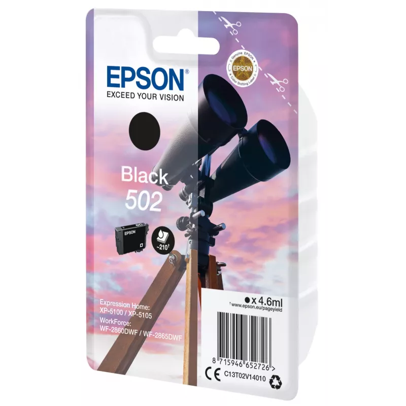 Epson 502 C13T02V14020 Tintenpatrone, Schwarz, 4,6 ml