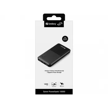 Sandberg Saver Powerbank 10000, 10000 mAh, Lithium-Polymer (LiPo), Schwarz