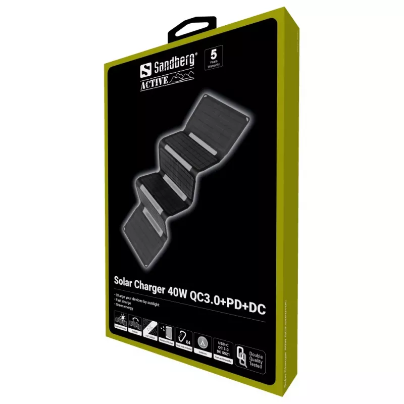 Sandberg Solar Charger 40W QC3.0+PD+DC, Outdoor, Solar, Schwarz