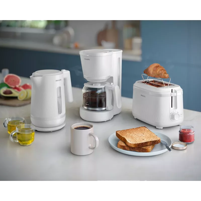 Philips 3000 Series Wasserkocher, 1,7 l, 2200 W, Weiß, Kunststoff, Überhitzungsschutz, kabellos