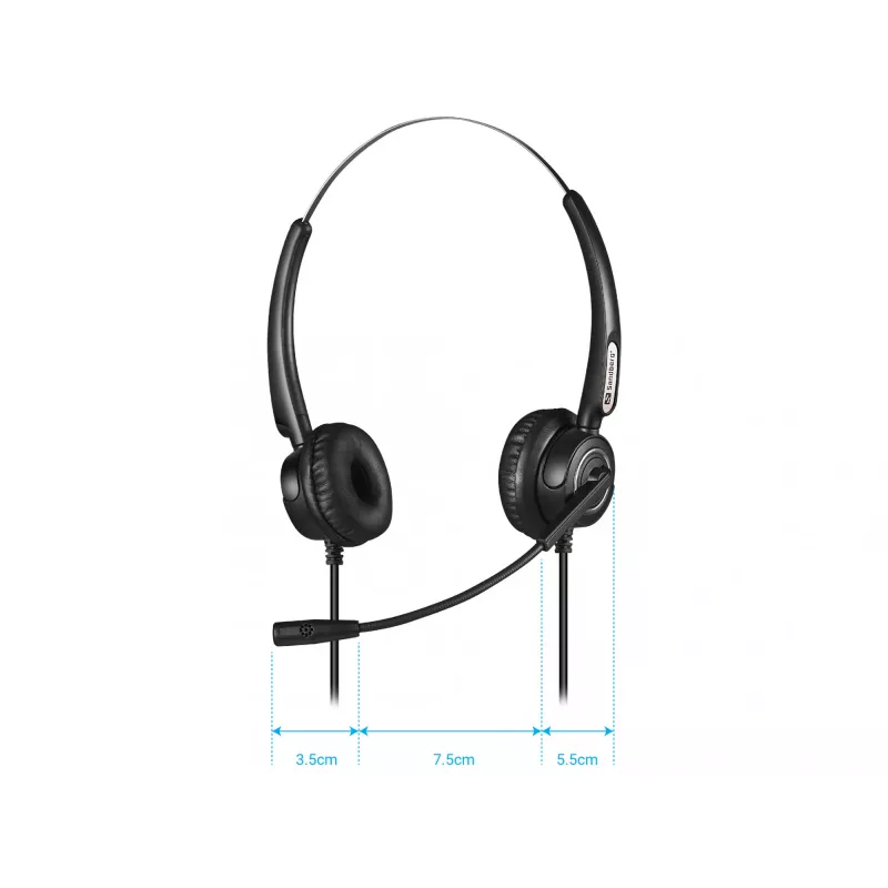 Sandberg USB+RJ9/11 Headset Pro Stereo, Kabelgebunden, Büro/Callcenter, 20 - 7000 Hz, Headset, Schwarz