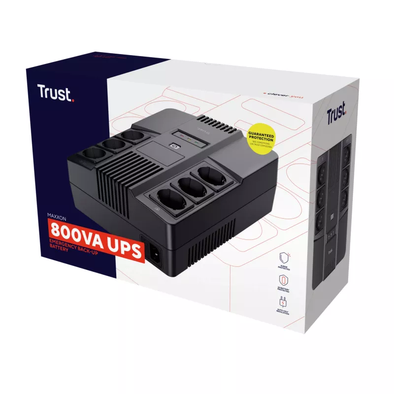 Trust Maxxon 23326 USV 800 VA, 6 AC-Ausgänge, simulierte Sinuswelle