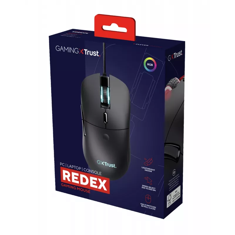 Trust GXT 981 Redex Maus Gaming Rechtshänder USB Typ-A Optisch 10000 DPI