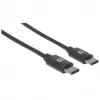 Manhattan USB-C-zu-USB-C-Kabel, 3 m, Stecker auf Stecker, Schwarz, 480 Mbit/s (USB 2.0), Hi-Speed USB, lebenslange Garantie, Äquivalent zu USB2CC3M