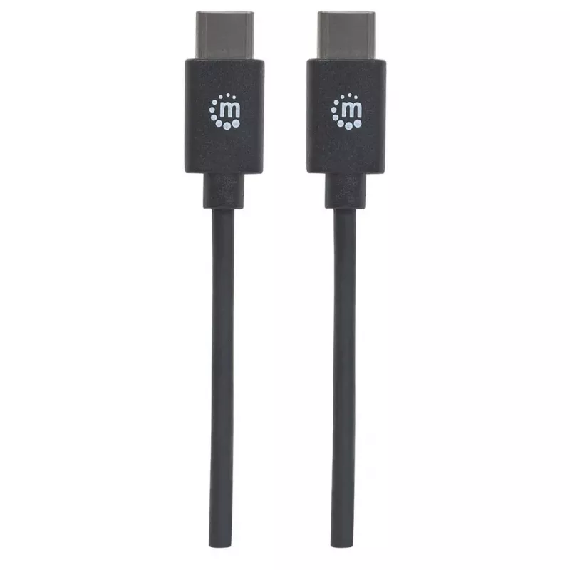 Manhattan USB-C-zu-USB-C-Kabel, 3 m, Stecker auf Stecker, Schwarz, 480 Mbit/s (USB 2.0), Hi-Speed USB, lebenslange Garantie, Äquivalent zu USB2CC3M