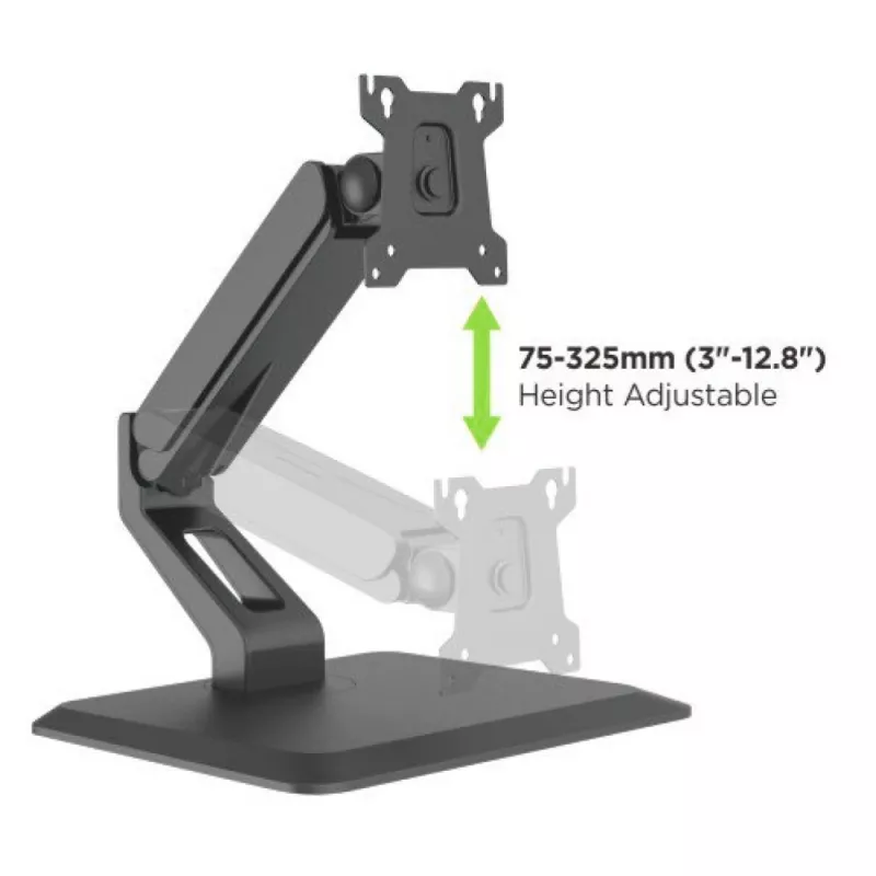Techly ICA-LCD 35TS Tischständer für Touchscreen-Monitore, 17–32 Zoll, bis 10 kg, VESA 75x75/100x100, Gasfeder, Schwarz