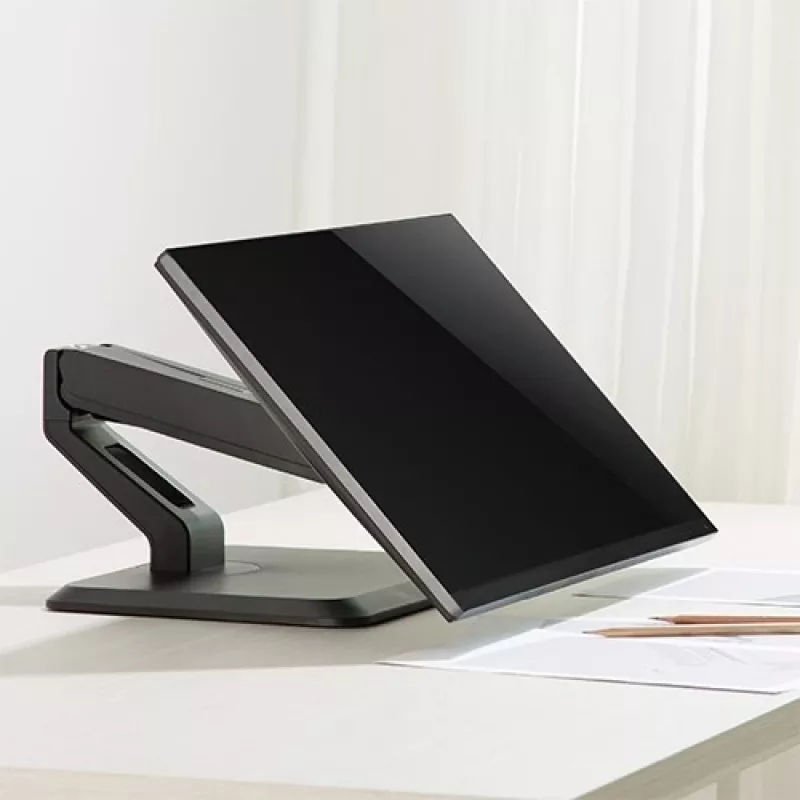 Techly ICA-LCD 35TS Tischständer für Touchscreen-Monitore, 17–32 Zoll, bis 10 kg, VESA 75x75/100x100, Gasfeder, Schwarz