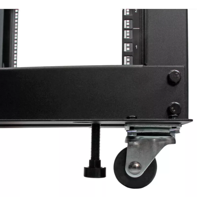 StarTech.com 4-Pfosten 12U Mobiler Open-Frame Server-Rack, Vier-Pfosten 19 Zoll Netzwerk-Rack mit Rädern, Rollbares Rack mit einstellbarer Tiefe für Computer/AV/Daten/IT-Ausrüstung – Rollen, Nivellierfüße oder Bodenmontage