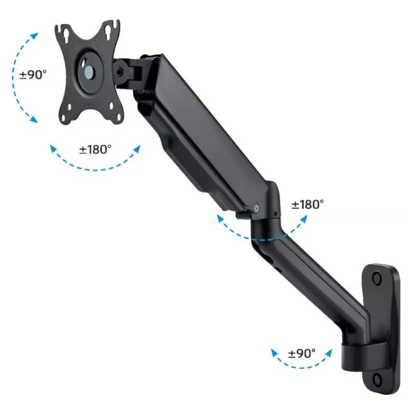 Techly ICA-LCD G112E drehbare Wandhalterung mit Gasfeder, für 1 Display 17-32 Zoll (43-81,3 cm), 9 kg