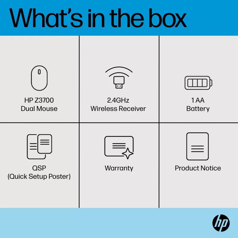 HP Z3700 Dual Schwarz Maus, beidhändig, RF Wireless, 1600 DPI, Schwarz