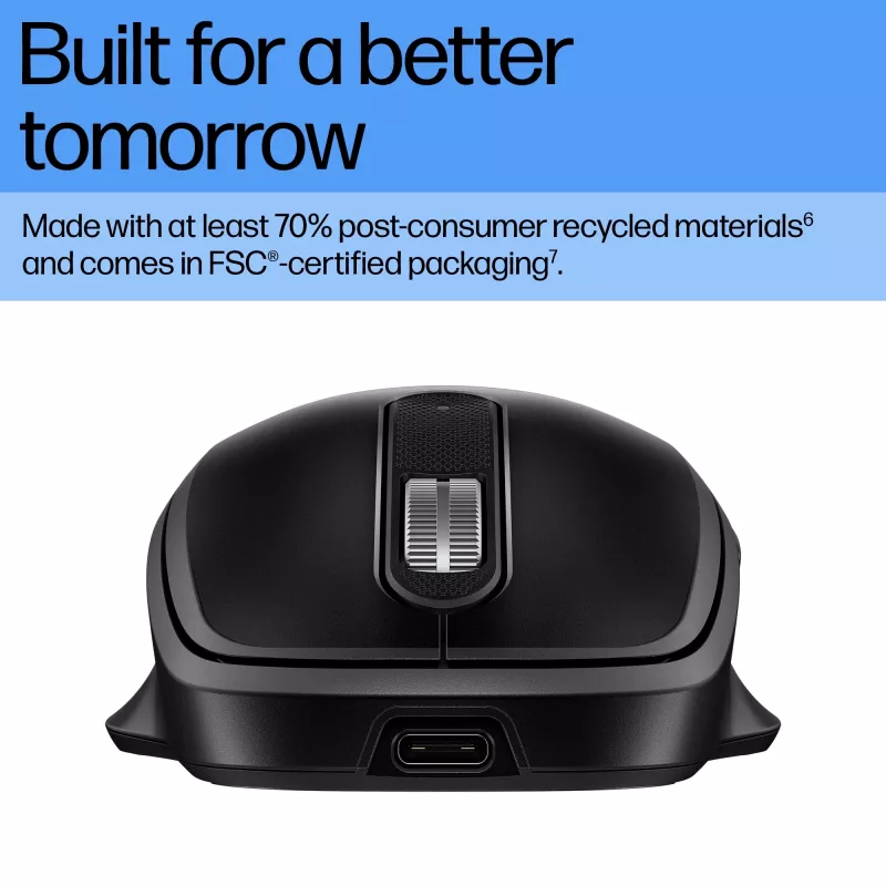 HP 510 ultraschnelle wiederaufladbare kabellose Maus, beidhändig, RF Wireless, 4000 DPI, Schwarz
