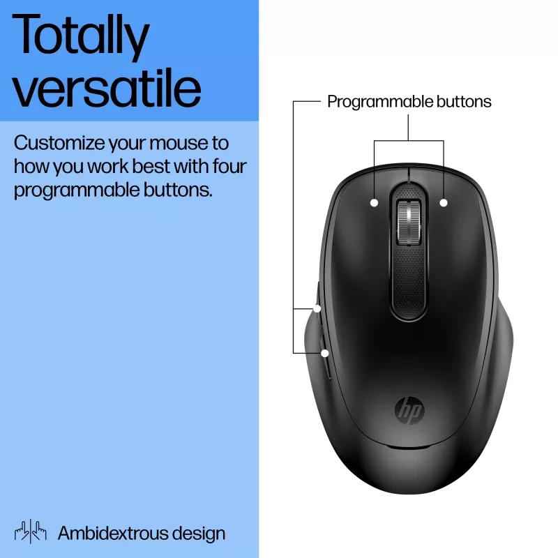 HP 510 ultraschnelle wiederaufladbare kabellose Maus, beidhändig, RF Wireless, 4000 DPI, Schwarz