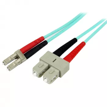 StarTech.com 2m (6ft) LC/UPC auf SC/UPC OM3 Multimode-Glasfaserkabel, Vollduplex 50/125µm Zipcord-Glasfaserkabel, 100G, geringe Einfügedämpfung, LSZH-Glasfaser-Patchkabel