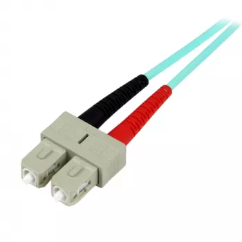 StarTech.com 2m (6ft) LC/UPC auf SC/UPC OM3 Multimode-Glasfaserkabel, Vollduplex 50/125µm Zipcord-Glasfaserkabel, 100G, geringe Einfügedämpfung, LSZH-Glasfaser-Patchkabel