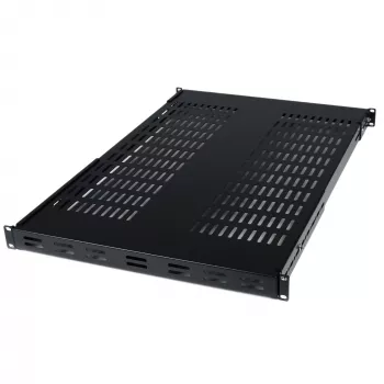 StarTech.com ADJSHELF 1U tiefenverstellbarer belüfteter Server-Rack-Fachboden, 19 Zoll, 80 kg (175 lb), Einbautiefe 480–960 mm (19,5–38 Zoll), 70 cm (27,5 Zoll) tief, Schwarz