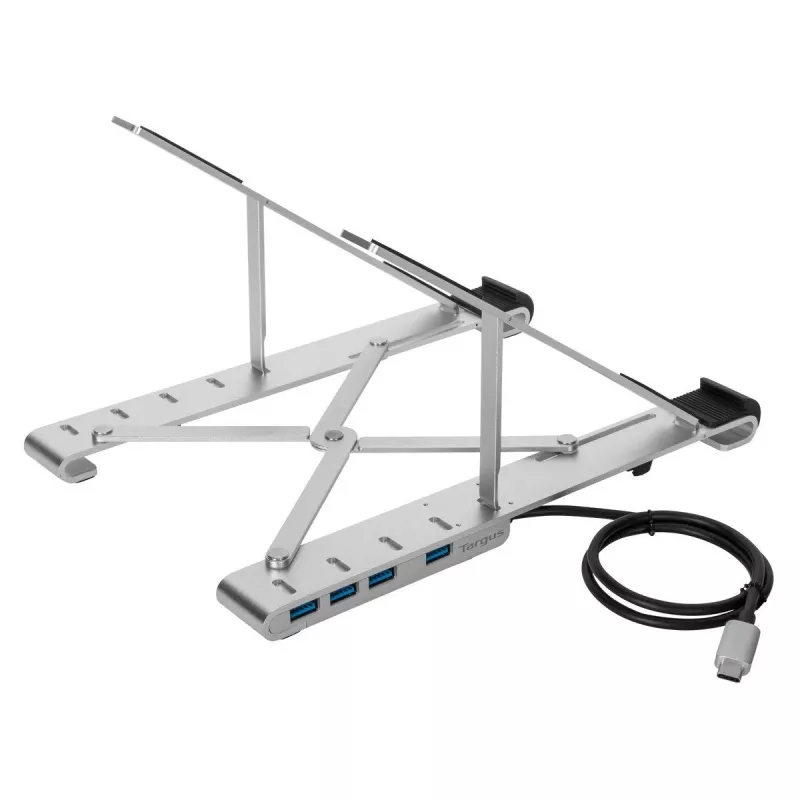 Targus AWU100205GL Notebook-Ständer mit 4-Port-USB-Hub, 25,4–39,6 cm (10–15,6 Zoll), Silber