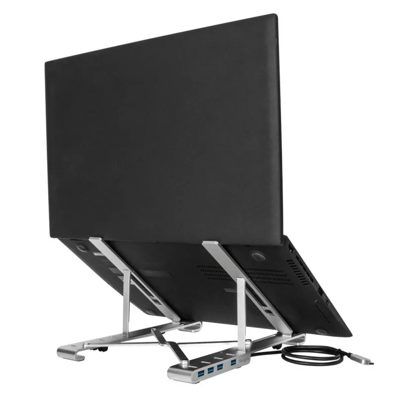 Targus AWU100205GL Notebook-Ständer mit 4-Port-USB-Hub, 25,4–39,6 cm (10–15,6 Zoll), Silber