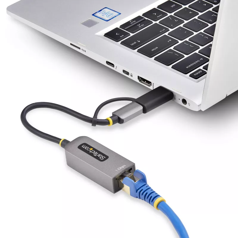 StarTech.com USB-C-auf-Ethernet-Adapter mit USB-A-Dongle, 10/100/1000 Mbit/s, USB 3.0 zu Gigabit Ethernet Netzwerkadapter, 15 cm festes Kabel, USB GbE Adapter