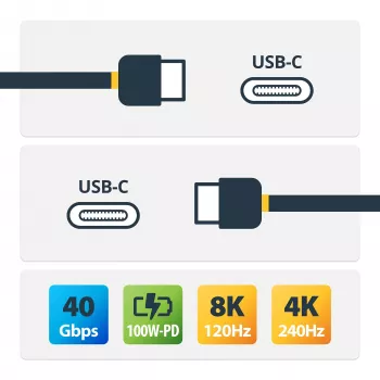 StarTech.com 1 m USB4-Kabel, USB-IF-zertifiziertes USB-C-Kabel, 40 Gbit/s, USB-Typ-C-Datenübertragungskabel, 100 W Power Delivery, 8K 60 Hz, kompatibel mit Thunderbolt 4/3/USB 3.2
