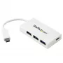 StarTech.com HB30C3A1CFBW 4-Port-USB-C-Hub, 1x USB-C + 3x USB-A, USB 3.0 SuperSpeed 5Gbps, portabel, Weiß