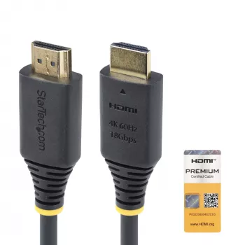 StarTech.com 1m (3.3ft) Premium zertifiziertes Hochgeschwindigkeits-HDMI-Kabel, 4K 60Hz/1440p 144Hz, HDR10/HDCP 2.2/ARC, 18Gbit/s, UHD HDMI 2.0 Kabel für TV/Monitor/Anzeige, TPE-Mantel