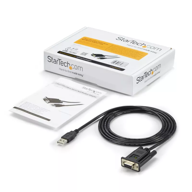 StarTech.com ICUSB232FTN 1-Port-USB-auf-Nullmodem-RS232-DB9-Seriell-DCE-Adapterkabel, FTDI, USB 2.0, schwarz