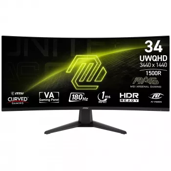 MSI MAG 346CQ Computer Monitor 86,4 cm (34 Zoll) 3440 x 1440 Pixel UltraWide Dual Quad HD LCD Schwarz