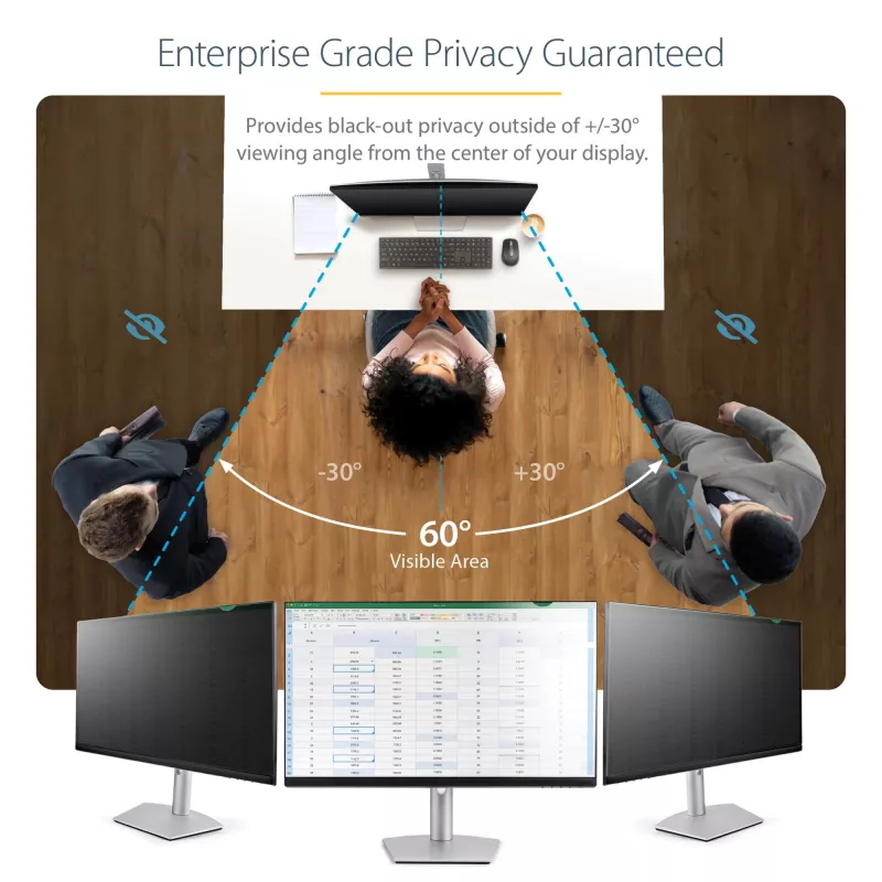 StarTech.com Bildschirm-Privatsphärenschutz für 23,8-Zoll-Display – Computerbildschirm-Sicherheitsfilter – Blaulichtreduzierende Schutzfolie – 16:9 Widescreen – matt/glänzend – +/-30 Grad