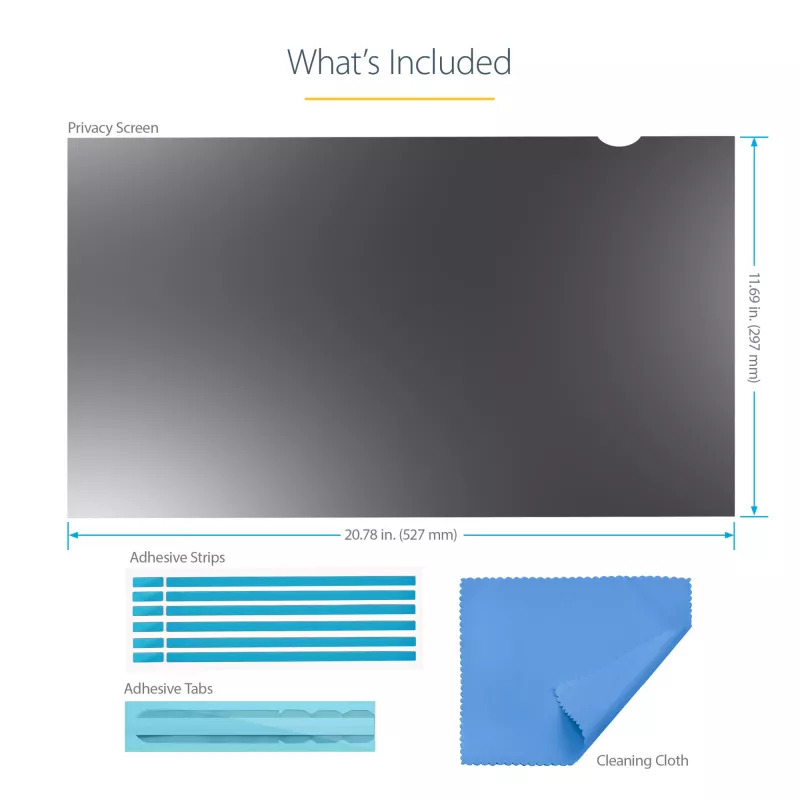 StarTech.com Bildschirm-Privatsphärenschutz für 23,8-Zoll-Display – Computerbildschirm-Sicherheitsfilter – Blaulichtreduzierende Schutzfolie – 16:9 Widescreen – matt/glänzend – +/-30 Grad