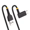 StarTech.com 1m USB-A-auf-USB-C-Ladekabel, abgewinkelt – robustes Schnellladekabel – schwarz, USB 2.0 A auf Typ-C – strapazierfähige Aramidfaser – 3A – USB-Ladekabel