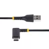 StarTech.com 1,8 m USB-A-auf-USB-C-Ladekabel im rechten Winkel – robustes Schnelllade-USB-C-Kabel – Schwarz, USB 2.0 A auf Typ C – strapazierfähige Aramidfaser – 3A – USB-Ladekabel