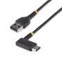StarTech.com 1ft (30cm) USB-A-auf-C-Ladekabel, gewinkelt – Robustes Schnelllade-USB-C-Kabel – Schwarz USB 2.0 A auf Type-C – Robustes Aramidfaser – 3A – USB-Ladekabel
