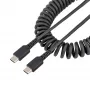 StarTech.com 1m USB-C-Ladekabel, Spiralkabel, Heavy Duty, schnelles Laden & Synchronisieren, USB-2.0-Typ-C-Kabel, robuste Aramidfaser, langlebiges Stecker-auf-Stecker-USB-Kabel, schwarz