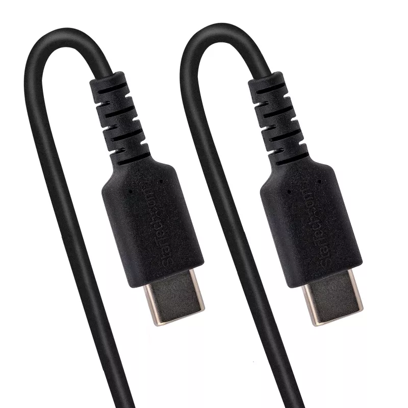 StarTech.com 1m USB-C-Ladekabel, Spiralkabel, Heavy Duty, schnelles Laden & Synchronisieren, USB-2.0-Typ-C-Kabel, robuste Aramidfaser, langlebiges Stecker-auf-Stecker-USB-Kabel, schwarz