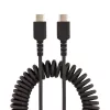 StarTech.com 20in (50cm) USB-C-Ladekabel, Spiralkabel, robust, Schnellladung & Synchronisation, USB 2.0 Typ-C, mit strapazierfähiger Aramidfaser, langlebiges Stecker-auf-Stecker-USB-Kabel, Schwarz