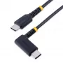 StarTech.com 15cm USB C Ladekabel abgewinkelt - 60W PD 3A - Robustes Schnelllade-USB-C-Kabel - Schwarz USB 2.0 Typ-C - Verstärkt mit Aramidfaser - Kurzes USB-Ladekabel