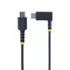 StarTech.com 15cm USB C Ladekabel abgewinkelt - 60W PD 3A - Robustes Schnelllade-USB-C-Kabel - Schwarz USB 2.0 Typ-C - Verstärkt mit Aramidfaser - Kurzes USB-Ladekabel