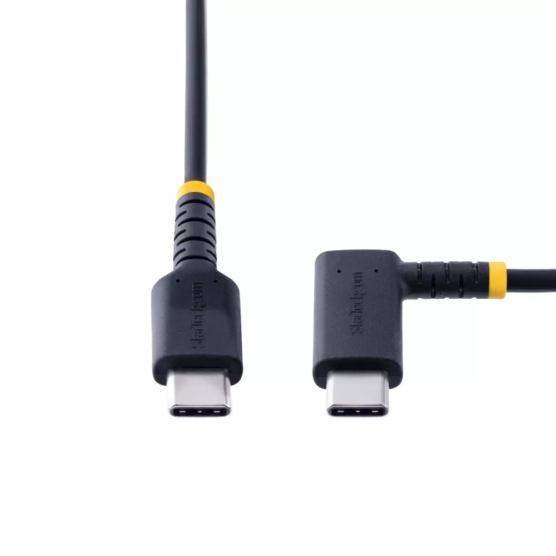 StarTech.com 1,8 m (6 ft) USB-C-Ladekabel, rechtwinklig – 60 W PD 3 A – robustes USB-C-Schnellladekabel – Schwarz, USB 2.0 Type-C – langlebige Aramidfaser – USB-Ladekabel