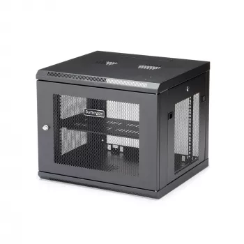 StarTech.com 4-Post 9U Wandmontage-Netzwerkschrank mit 1U Ablage, 19 Zoll wandmontiertes Server-Rack für Daten-/AV-/Elektronik-/Computergeräte, kleines belüftetes Rackgehäuse