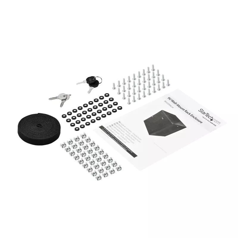 StarTech.com 4-Post 9U Wandmontage-Netzwerkschrank mit 1U Ablage, 19 Zoll wandmontiertes Server-Rack für Daten-/AV-/Elektronik-/Computergeräte, kleines belüftetes Rackgehäuse