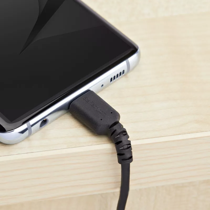 StarTech.com 2m USB A auf USB C Ladekabel – Robustes Schnelllade- und Synchronisationskabel USB 2.0 auf USB Typ C Datenkabel – Widerstandsfähiger TPE-Mantel Aramidfaser M/M 3A Schwarz – Samsung S10, iPad Pro, Pixel